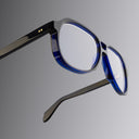 An image of the 9782 Aviator Optical in Classic Navy Blue frame detail close up of left lens and temple