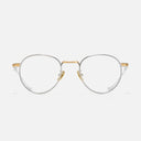 An image of the Lennox 1428 Round Opticals in Silver/Gold frame frontal view with arms open