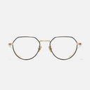 An image of the Pelham 1430 Round Opticals in Black/Gold frame frontal view with arms open