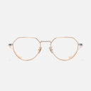 An image of the Pelham 1430 Round Opticals in Pink Gold/Silver frame frontal view with arms open