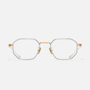 An image of the Lansdowne 1431 Square Opticals in Silver/Gold frame frontal view with arms open