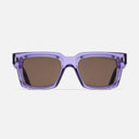 An image of the 1386 Square Sunglasses Orchid Crystal frame frontal view with arms open