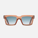 An image of the 1386 Square Sunglasses Crystal Peach frame frontal view with arms open