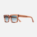 An image of the 1386 Square Sunglasses Crystal Peach frame side view with arms open