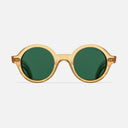 An image of the 1396 Rectangle Sunglasses Bi-Layer Butterscotch frame frontal view with arms open