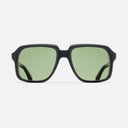 An image of the 1397 Square Sunglasses Black frame frontal view with arms open