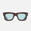 An image of the 1402 Square Sunglasses Dark Turtle frame frontal view with arms open