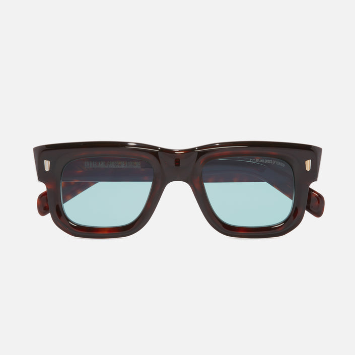 An image of the 1402 Square Sunglasses Dark Turtle frame frontal view with arms closed