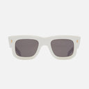 An image of the 1402 Square Sunglasses White Ivory frame frontal view with arms open