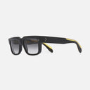 An image of the 1403 Square Sunglasses Black Matt on Shiny Yellow frame side view with arms open