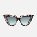 An image of the 1407 Cat Eye Sunglasses Jet Engine Grey frame frontal view with arms open