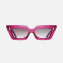 An image of the 1408 Cat Eye Sunglasses Fuchsia frame frontal view with arms open