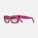 An image of the 1408 Cat Eye Sunglasses Fuchsia frame side view with arms open
