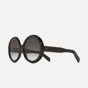 An image of the 1412 Round Sunglasses Black frame side view with arms open
