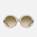 An image of the 1412 Round Sunglasses Sand Crystalframe frontal view with arms open