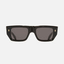 An image of the 1413 Rectangle Sunglasses Black frame frontal view with arms open