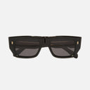 An image of the 1413 Rectangle Sunglasses Black on Crystal frame frontal view with arms closed