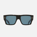 An image of the 1414 Rectangle Sunglasses Black on Crystal frame frontal view with arms open
