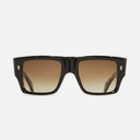 An image of the 1414 Rectangle Sunglasses Black on Havana frame frontal view with arms open