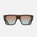 An image of the 1414 Rectangle Sunglasses Dark Brown Crystal frame frontal view with arms open