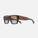 An image of the 1414 Rectangle Sunglasses Dark Brown Crystal frame side view with arms open