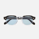 An image of the 1420 Round Sunglasses Black on Crystal frame frontal view with arms closed