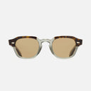 An image of the 1420 Round Sunglasses Havana on Grey frame frontal view with arms open