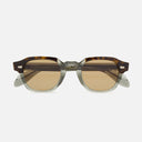 An image of the 1420 Round Sunglasses Havana on Grey frame frontal view with arms closed