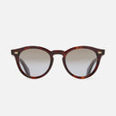 An image of the 9378 Round Sunglasses Dark Turtle frame frontal view with arms open