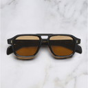 An image of the GR15 Aviator Sunglasses in Black on Havana frame frontal view with arms closed marble background
