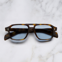 An image of the GR15 Aviator Sunglasses in Havana frame frontal view with arms closed marble background