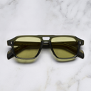 An image of the GR15 Aviator Sunglasses in Multi Olive frame frontal view with arms closed marble background