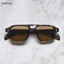 An image of the GR15 Aviator Sunglasses in Grey Havana frame frontal view with arms closed marble background