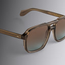 An image of the 1394 Aviator Sunglasses in Brown Crystal frame detail close up of left hinge and temple