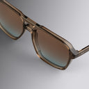 An image of the 1394 Aviator Sunglasses in Brown Crystal frame detail close up from right side view
