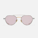An image of the Draycott 1426 Round Sunglasses in Silver/Gold frame frontal view with arms open