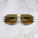 An image of the Kensington 1424 Aviator Sunglasses in Jewel Gold/Gun Metal frame frontal view with arms closed marble background