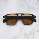 An image of the GR15 Aviator Sunglasses in Black on Havana frame frontal view with arms open