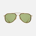 An image of the Cutler and Gross The Great Frog Limited-Edition Triumph Aviator Sunglasses in Gold/Havana frame frontal view with arms open.