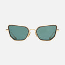An image of the Cutler and Gross The Great Frog Paisley Cat Eye Sunglasses in Gold/Dark Grey frame frontal view with arms open.