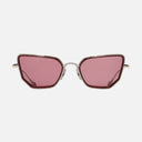An image of the Cutler and Gross The Great Frog Paisley Cat Eye Sunglasses in Gun Metal/Bordeaux frame frontal view with arms open.