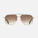 An image of the Cutler and Gross The Great Frog Ganton Navigator Sunglasses in Silver/Gold frame frontal view with arms open.