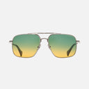 An image of the Cutler and Gross The Great Frog Ganton Navigator Sunglasses in Gun Metal/Silver frame frontal view with arms open.