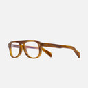 An image of the GR14 Aviator Opticals (Large) in Mustard Horn frame side view with arms open
