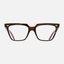 An image of the 1346 Cat Eye Opticals in Striped Brown Havana frame frontal view with arms open