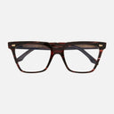 An image of the 1346 Cat Eye Opticals in Striped Brown Havana frame frontal view with arms closed