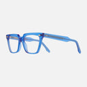 An image of the 1346 Cat Eye Opticals in Blue Crystal frame side view with arms open