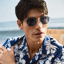 Image of male model wearing the Breitling Léman 0001 Square Sunglasses in Black