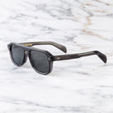 An image of the GR14 Aviator Sunglasses in Dark Grey frame side view with arms open marble background