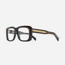 An image of the 1418 Rectangle Opticals Limited Edition Black and Gold 24KT frame side view with arms open